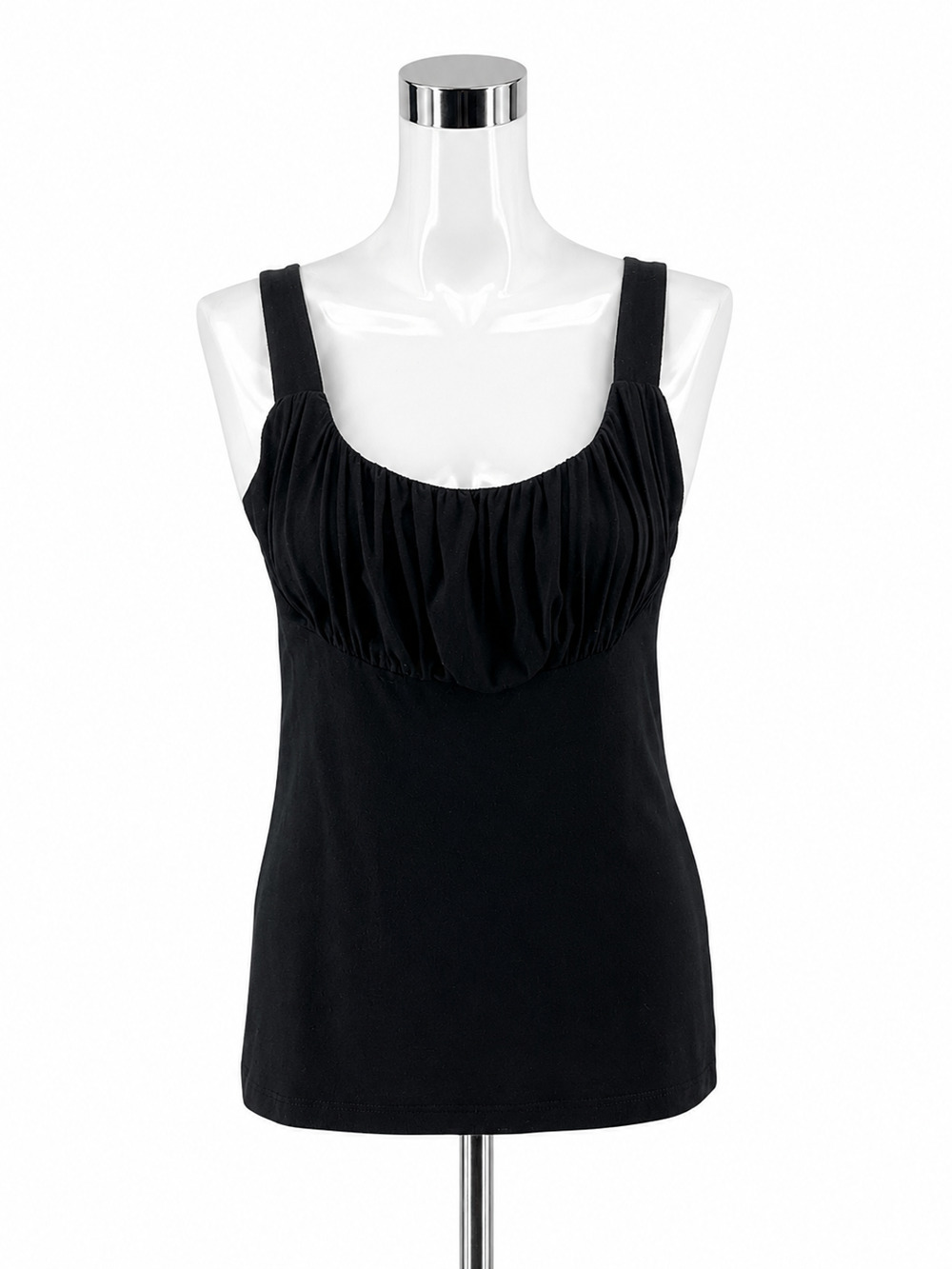 Karen Kane Ruched Bust Scoop Neck Tank Top Black XL Stretch USA Made